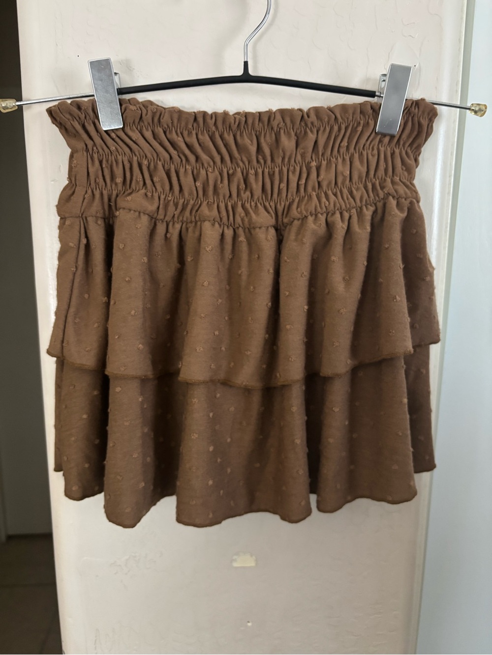 EUC 21 Saints Brown Tiered Smocked Mini Skirt - Size Small